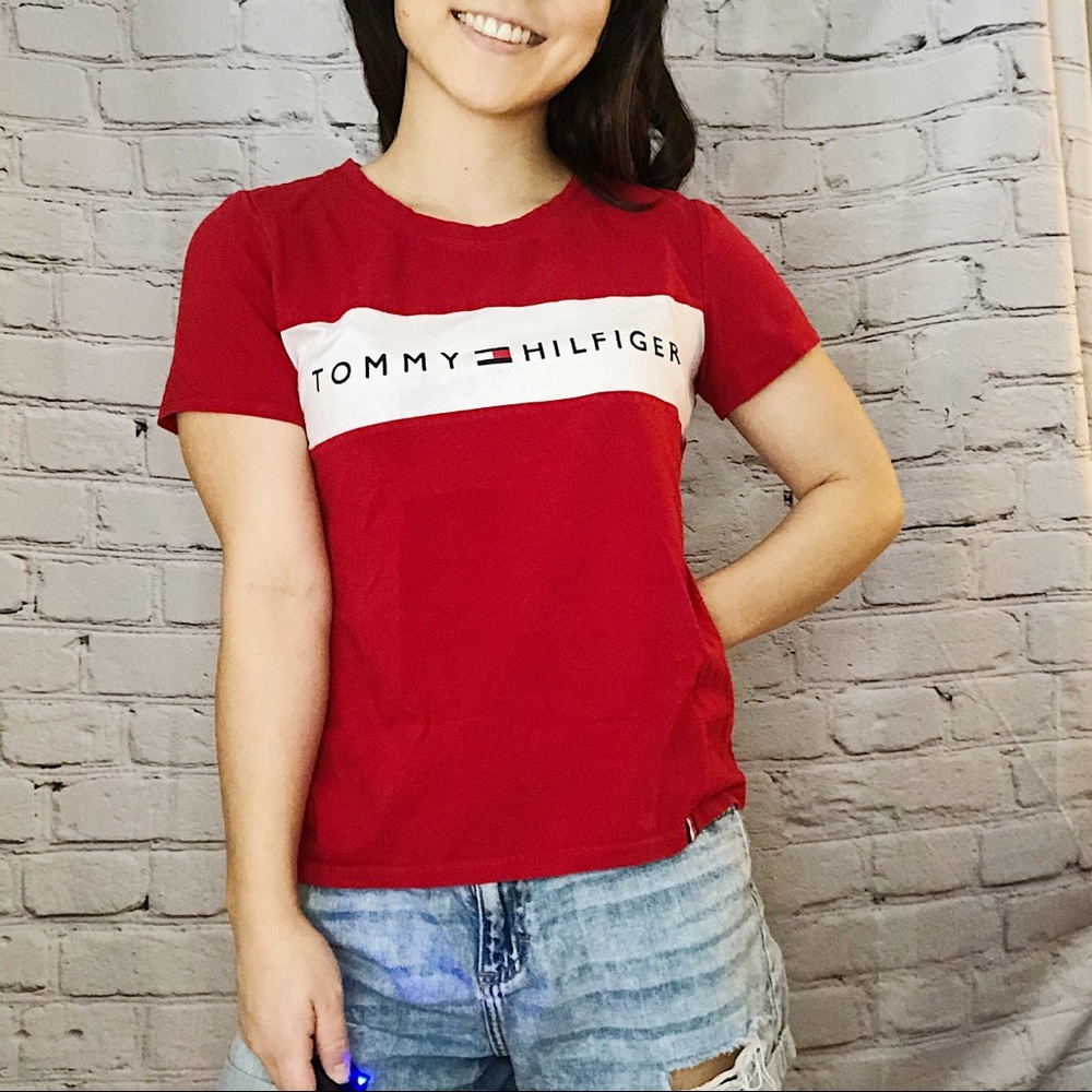 Tommy Hilfiger | Red Colorblock Tee | Size S